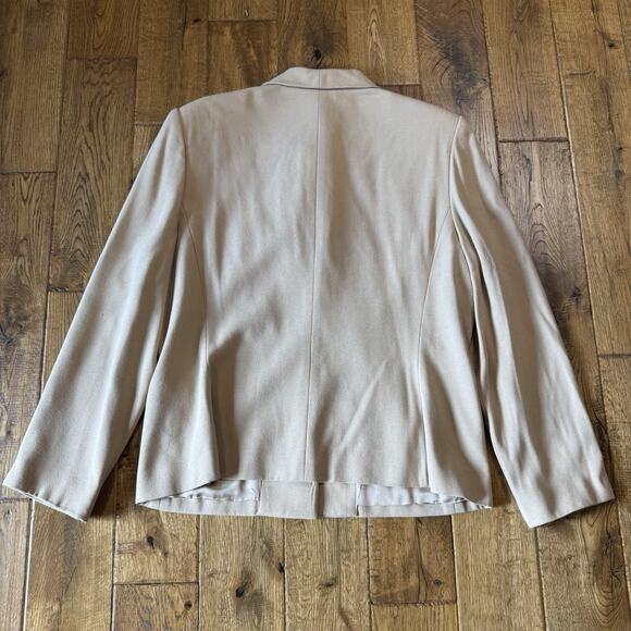 Vintage Kasper For ASL Beige Button Down Blazer Jacket and Scarf Womens Sz 16 - Picture 6 of 6